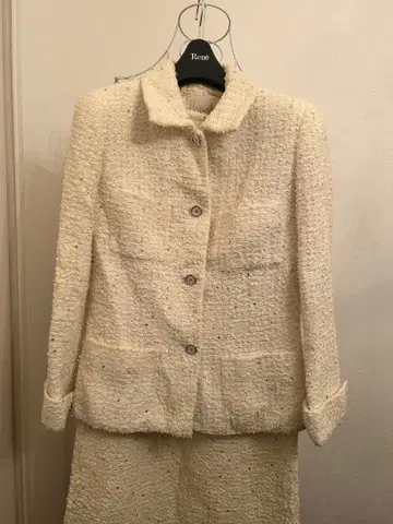 Harrods 화이트 트위드 자켓 사이즈 3