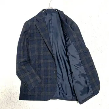 그린 라벨 릴랙싱 체크 무늬 울 테일러드 자켓