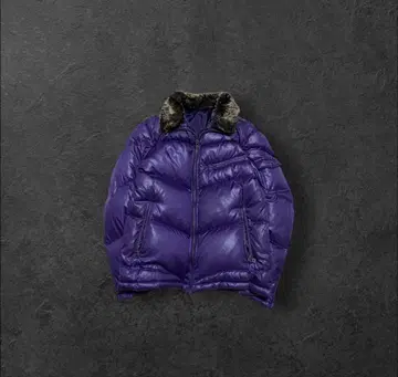 퍼플 다운 자켓 퍼 다운 광택 헤이세이 시크 스타일
