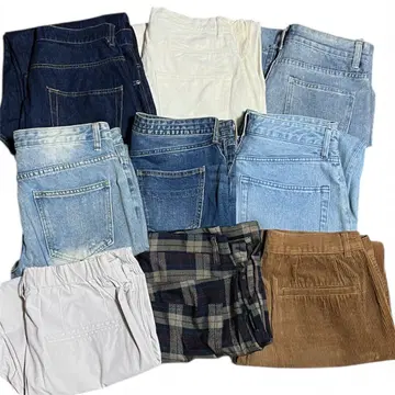 묶음 판매 9개 세트 데님 코듀로이 체크 와이드 팬츠 구제 의류