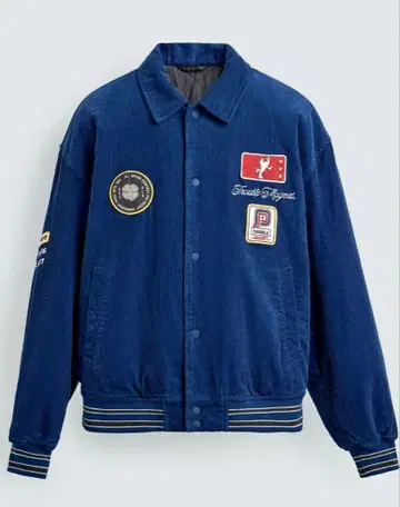 코듀로이 패치 자수 자켓 블루 L