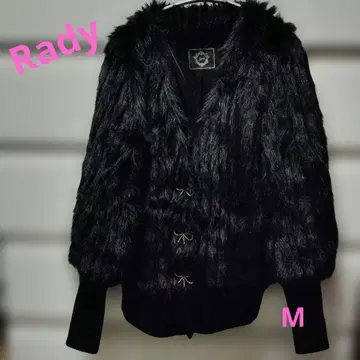 Rady 레이디 퍼 후디 블랙 가디건 퍼 상의 M