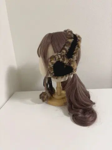 하트 귀도리 블랙 레오파드 핸드메이드 귀마개