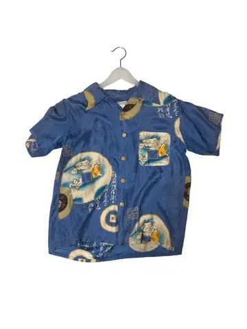 벨벳 일본풍 일본풍 패턴 hinahina 알로하 셔츠 실크 셔츠