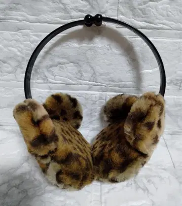 미키 귀도리 레오파드 무늬 귀마개 레오파드