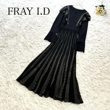 FRAY I.D 프레이 아이디 멀티 스트라이프 니트 원피스 블랙