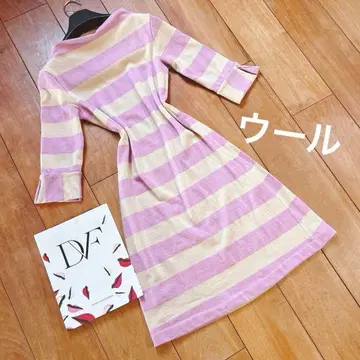 다이앤 폰 파스텐버그 울 원피스 핑크 퍼플 베이지 2