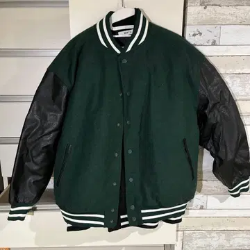 바시티 자켓 다크 그린 블랙