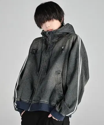 line sleeve track zip parker jacket