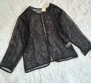 Samansa Mos2 블랙 메쉬 가디건