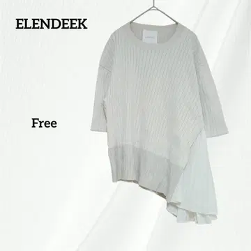 엘렌딕 비대칭 니트 5부 소매 이소재 믹스 도킹