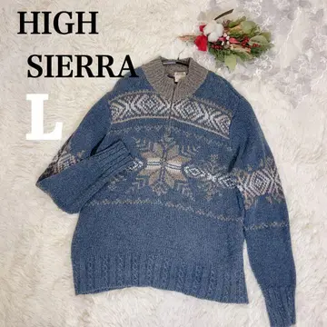 HIGH SIERRA L 사이즈 눈꽃 패턴 하프 지퍼 니트 스웨터
