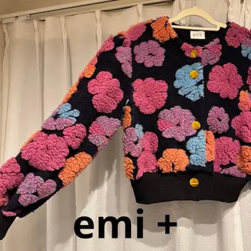 emi 여성용 아우터 가디건 블루종 꽃무늬 컬러풀 팝