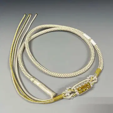 미사용 새상품 후리소데 순수 실크 허리띠 부품 포함 베이지/골드