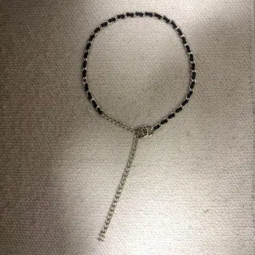 블랙/실버 체인 가죽 벨트 프리 사이즈