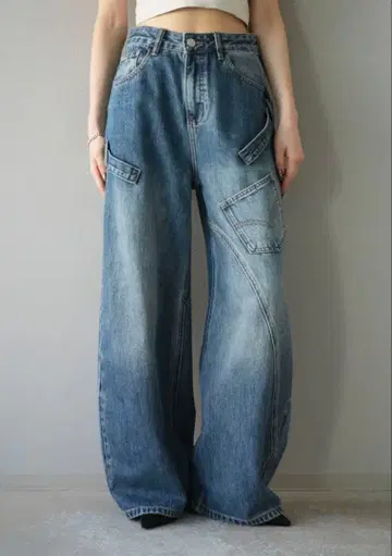 Lumier 데님 팬츠 와이드 블루