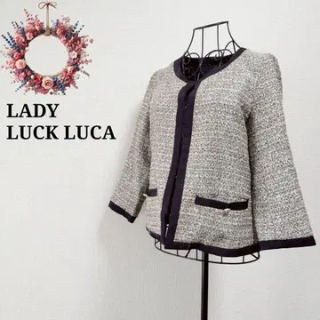 루카 트위드 노카라 싸개 단추 세레모니 수트 경사