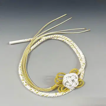 미사용 새상품 후리소데 순수 실크 허리띠 부품 포함 화이트/골드