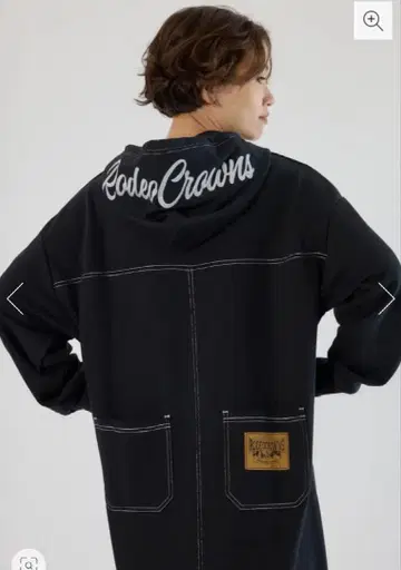 로데오 크라운 RCS 컬러 스티치 후드티 원피스 BLACK