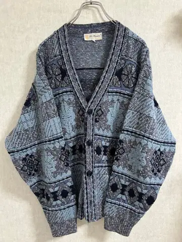 di candia 디 칸디아 올 패턴 디자인 가디건 M 블루