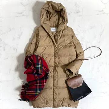 새상품급*슬로브 이에나 숄 후드 롱 다운 코트 38 베이지