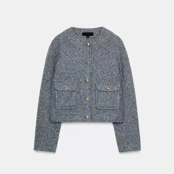 ZARA 콜드 버튼 부클레 자켓 그레이