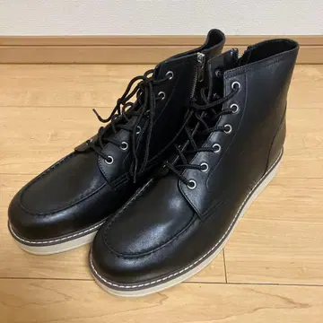 블랙 워크 부츠 레이스업 지퍼 포함