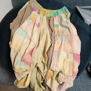 멀티 컬러 패치워크 롱 스커트