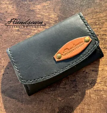 핸드메이드 천연 가죽 박스 카드 코인 케이스