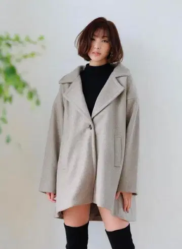 로탄셰 오버 사이즈 베이지 체스터 코트