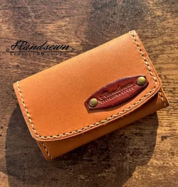 핸드메이드 천연 가죽 박스 카드 코인 케이스