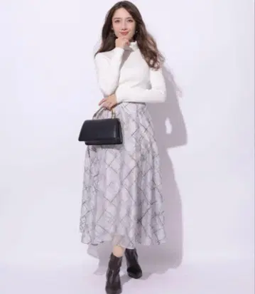 Apuweiserriche 체크 플로키 셋업 니트 스커트