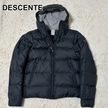 DESCENTE 데상트 다운 자켓 스트라이프 블랙 후드 로고