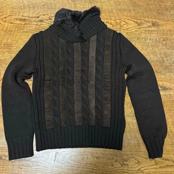 TIKI TIRAWA 스웨이드 x 니트 절개 풀오버 프랑스제