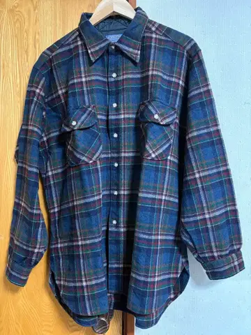 90's Pendleton 체크 무늬 울 셔츠 Made in USA