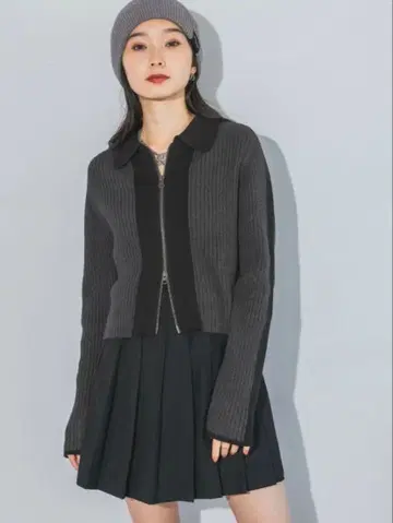 지나시스 JEANASIS 바이컬러 더블 지퍼 가디건 택 포함 새상품