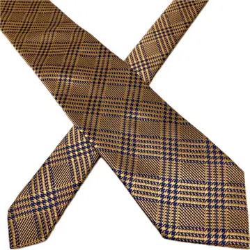 신동 ATELIER F&B 실크 넥타이 사선 글렌체크 오렌지 네이비