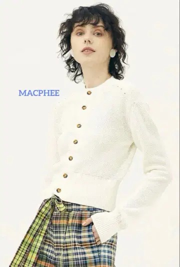 MACPHEE 코튼 크루넥 가디건 맥피