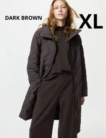 UNIQLO 퍼프 테크 롱 코트 릴랙스 핏 DARK BROWN