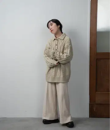 새상품급 lawgy loose front button knit 베이지