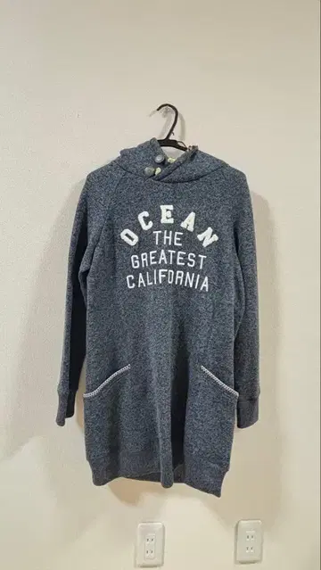 후드 부착 그레이 롱 후드티