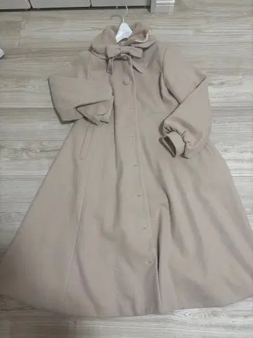 m petit 베이지 롱 코트 후드 부착 시마미사 아오키 미사코