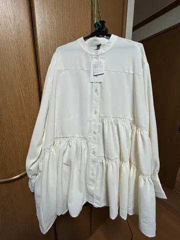 비대칭 개더 튜닉 원피스