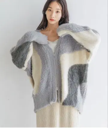 LOWRYS FARM 샤기 ZIP 롱 슬리브 가디건