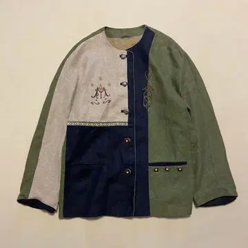 h.moser 티롤리안 재킷 노카라 하트 은색 버튼