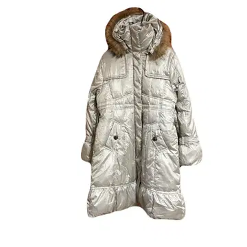 Seduire 실버 퍼 후드 롱 다운 자켓 다운 코트