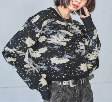 PAGEBOY 아트 패턴 숏 니트 프리 사이즈