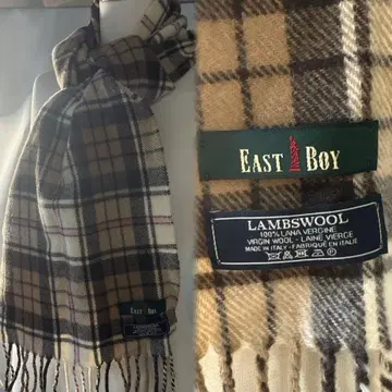 새상품급 이스트 보이 램스울 체크 머플러 스톨 핑크 브라운