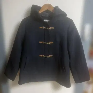 네이비 더플 코트 후드 부착