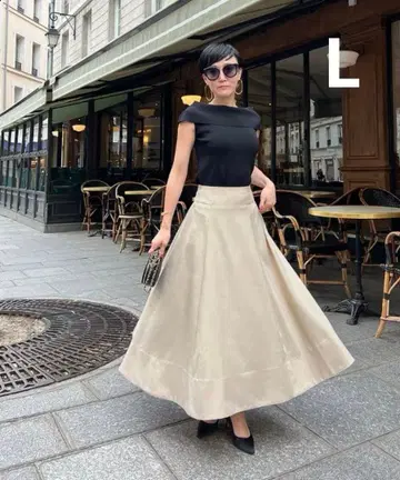 새상품급 JENNE 제뉴 A라인 플레어 프렌치 스커트 베이지 L